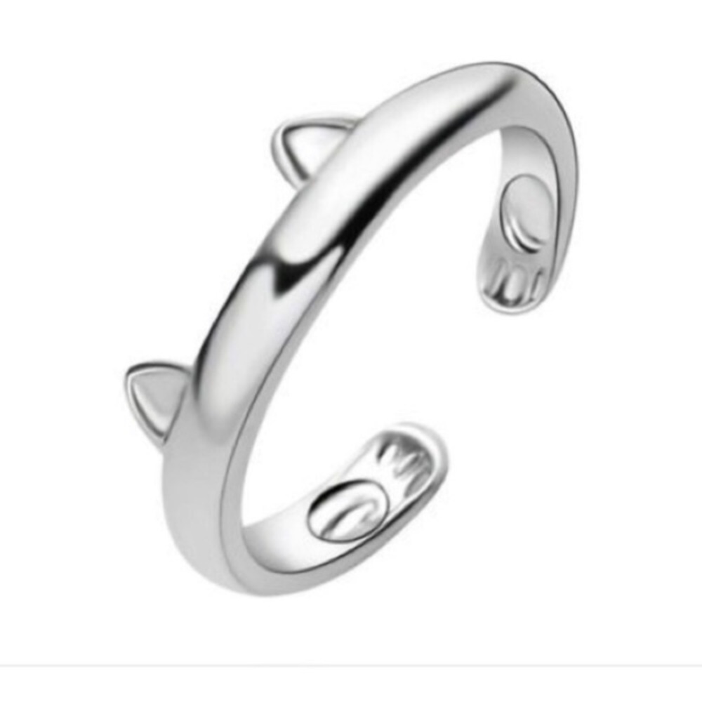 2 LEFT 🐈 NWT SILVER-TONE STAINLESS STEEL CAT RING - Picture 5 of 5